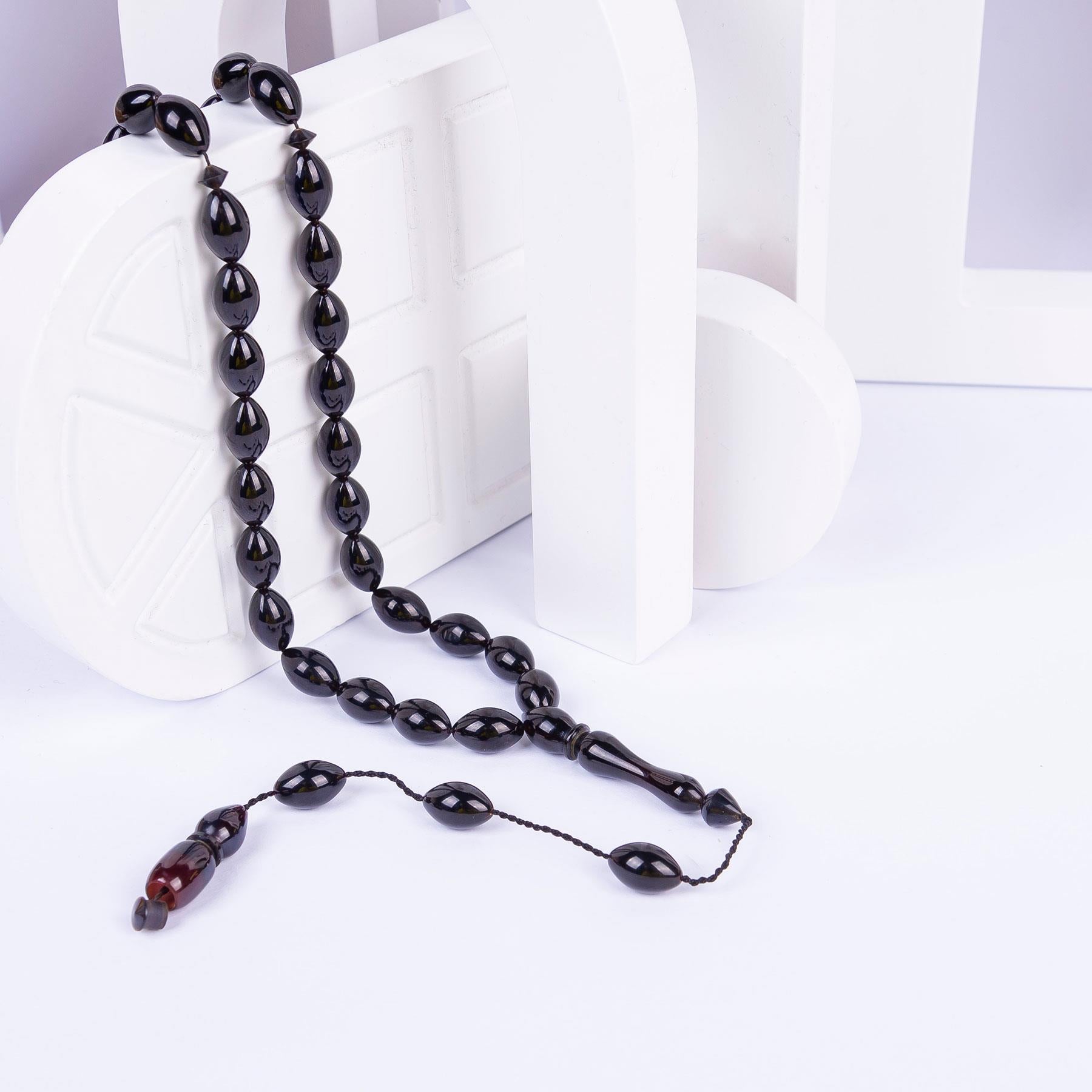 Systematic Solid Cut and Pressed Amber Prayer Beads 2