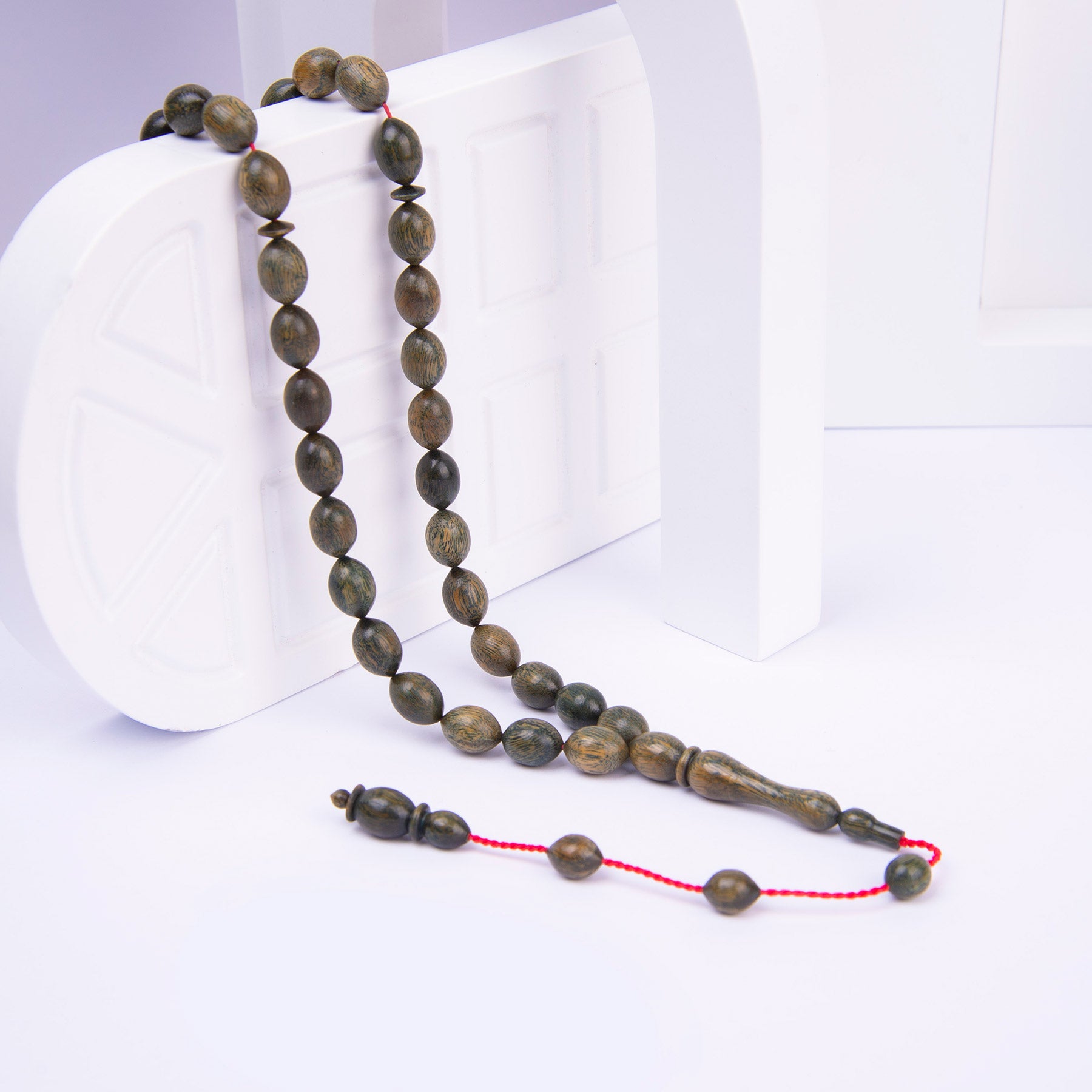 Ve Tesbih Systematic Solid Cut Green Rosewood Rosary 1