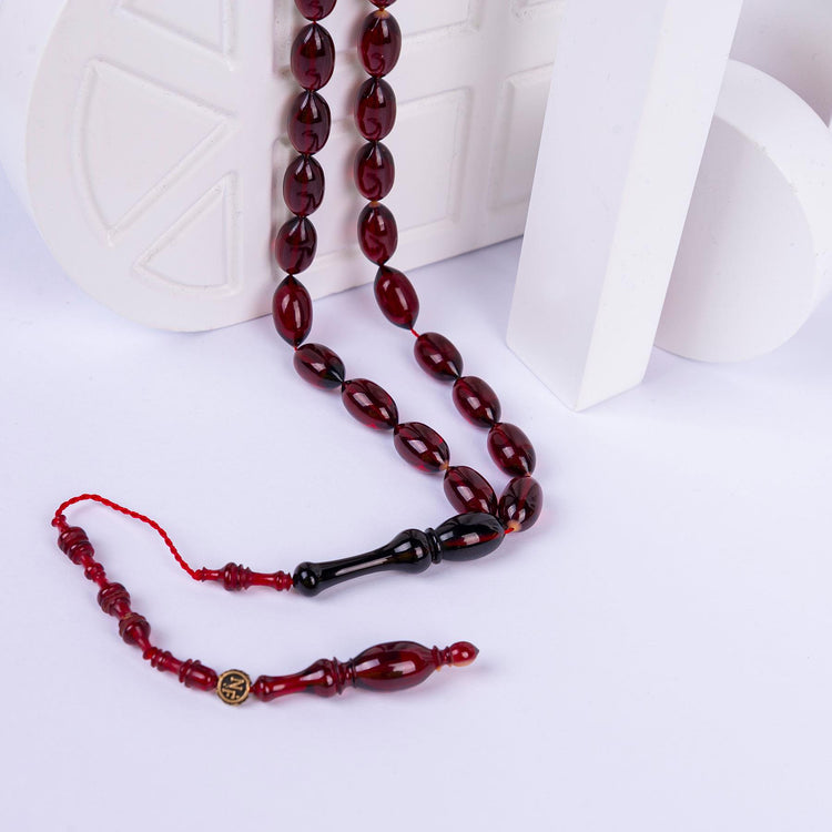 Ve Tesbih Systematic Solid Model Pressed Amber Prayer Beads 3