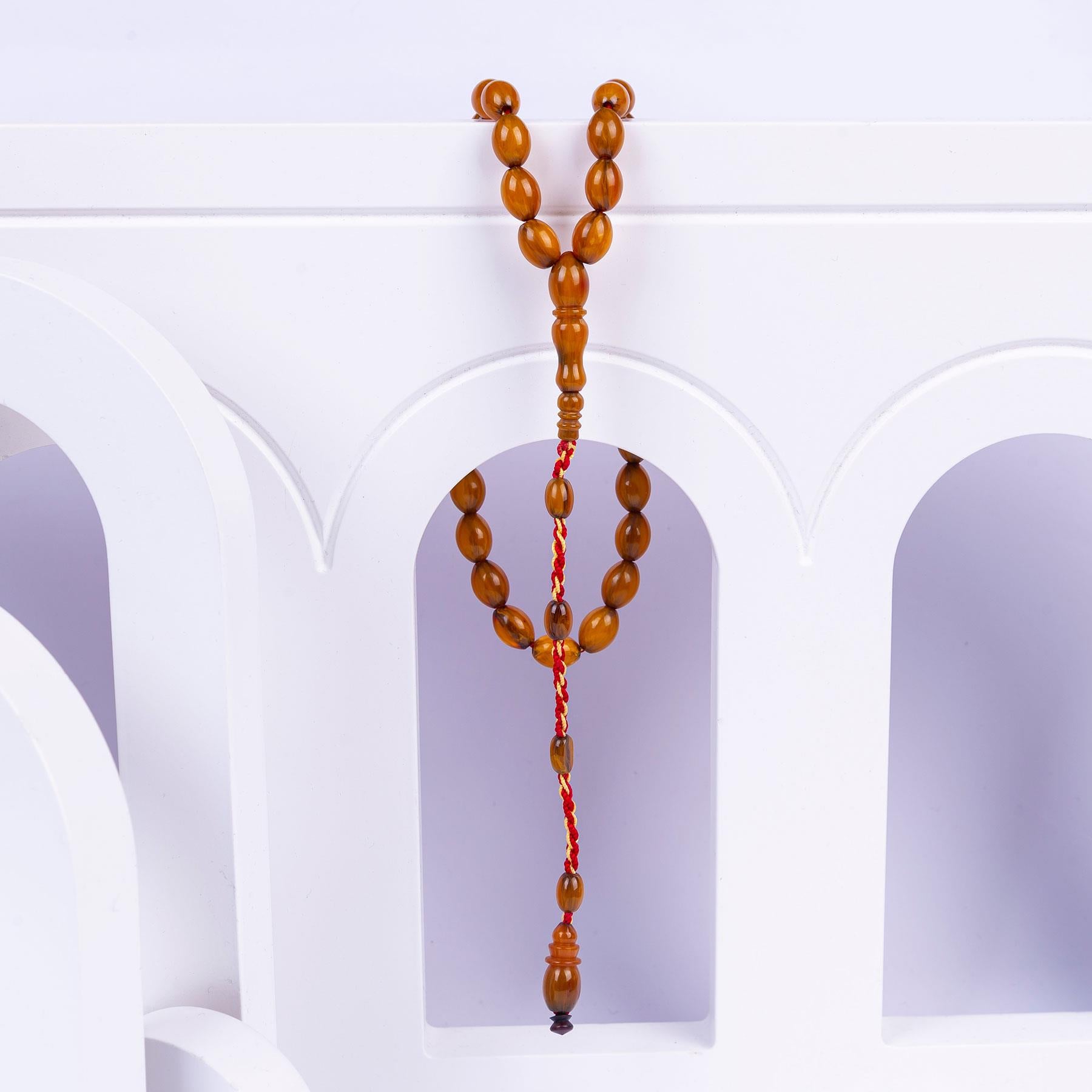 Systematic Stick Material Crimping Amber Prayer Beads 2