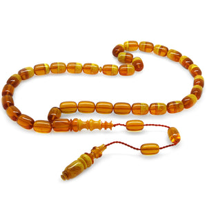 Honey-White Fire Amber Prayer Beads