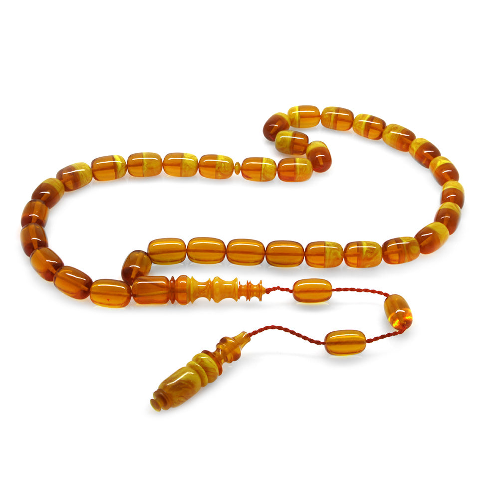  Honey-White Moire Fire Amber Prayer Beads
