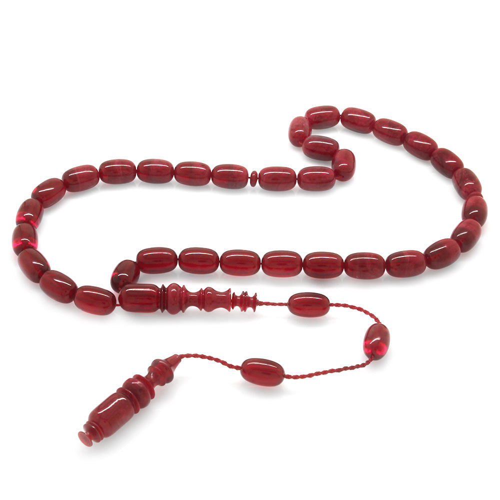 Systematic Special Cut Red-White Fire Amber Prayer Beads