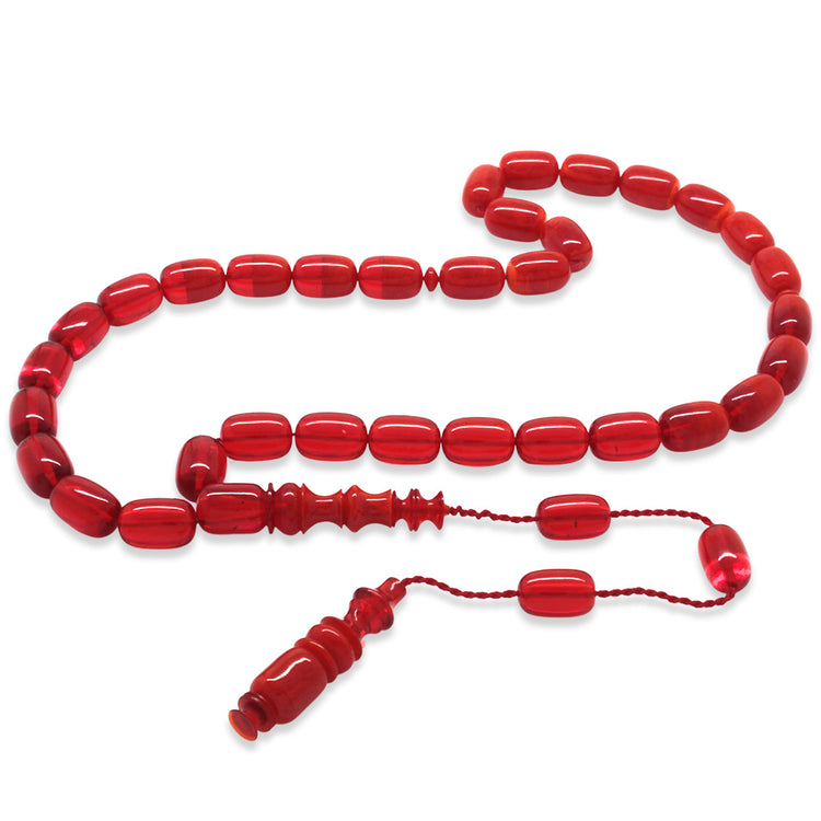 Systematic Special Cut Red-White Fire Amber Prayer Beads