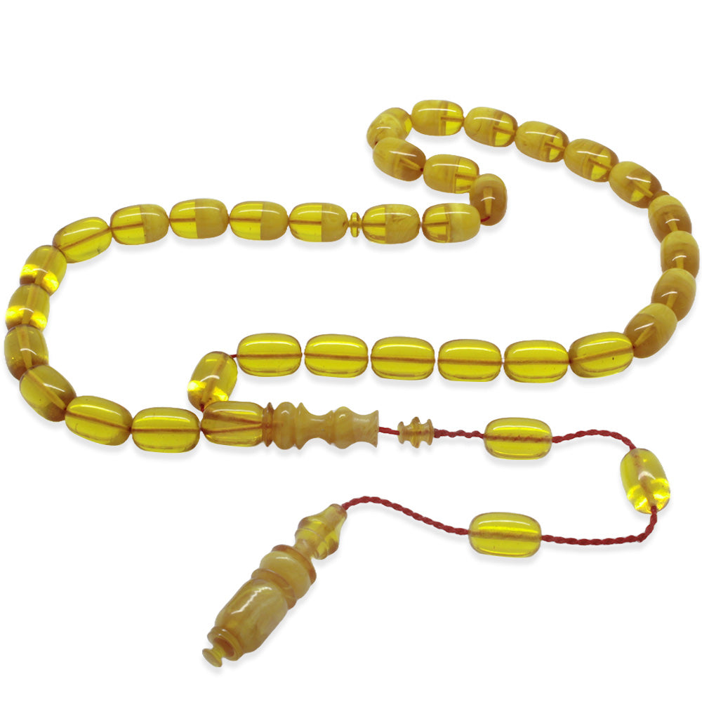 Systematic Special Cut Yellow-White Fire Amber Prayer Beads