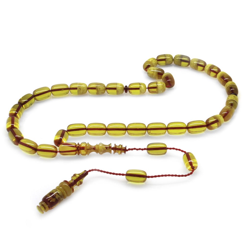 Yellow-Ocher Color Fire Amber Prayer Beads