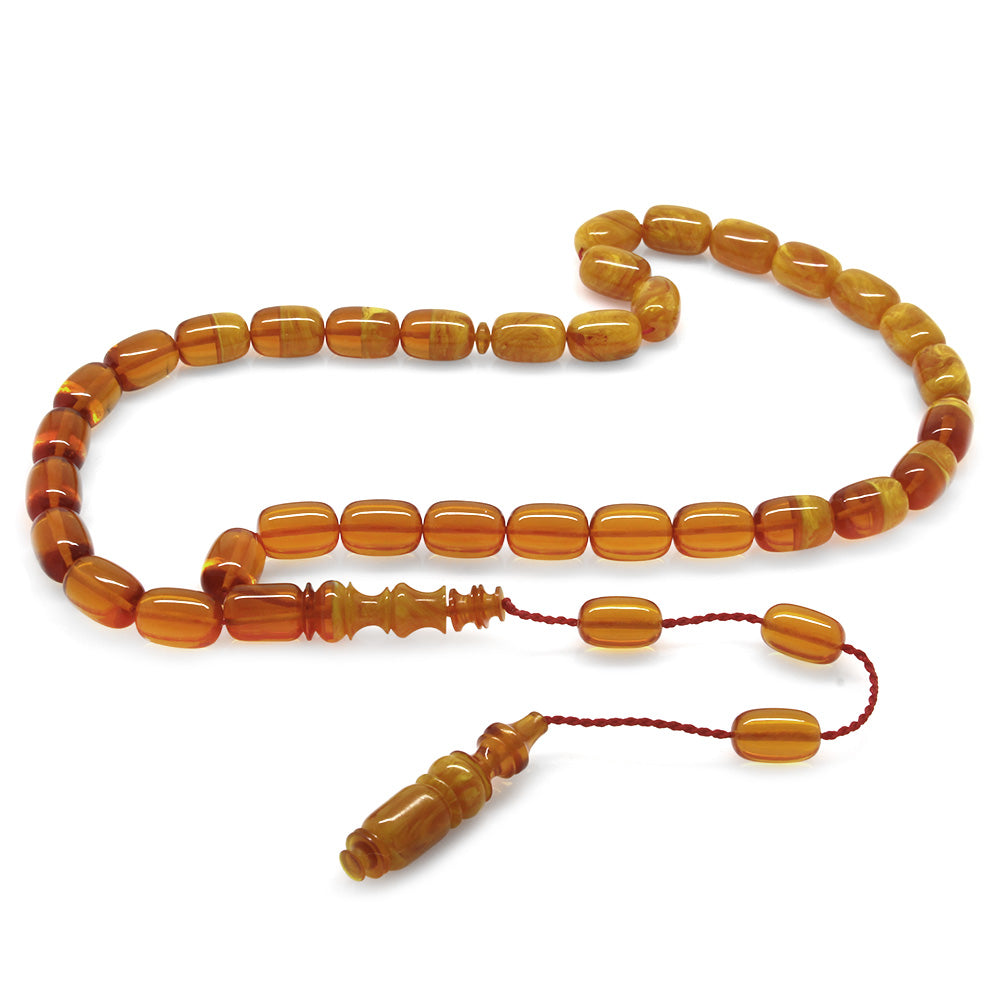 Filtered Honey-White Fire Amber Prayer Beads