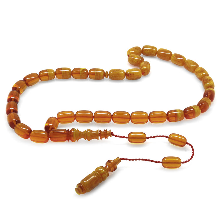 Filtered Honey-White Fire Amber Prayer Beads