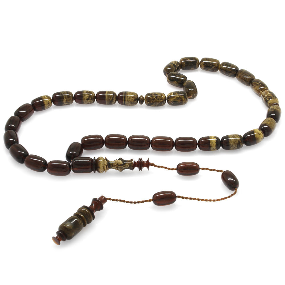Systematic, Specially Cut Filtered Red-Brown Fire Amber Prayer Beads