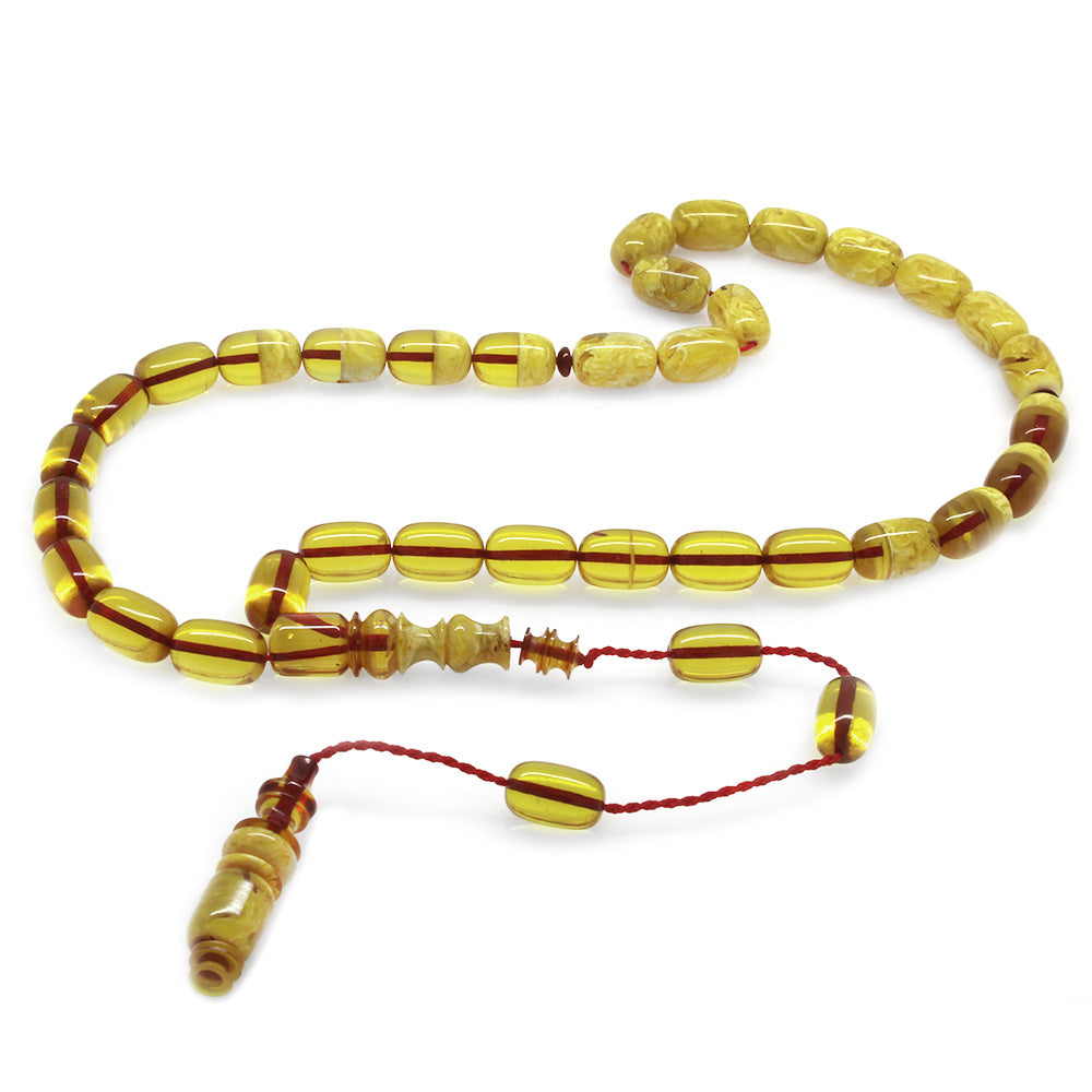 Filtered Yellow-Mustard Colored Fire Amber Prayer Beads
