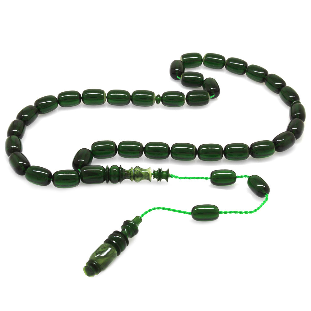 Green-White Fire Amber Prayer Beads