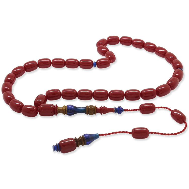 Systematic Capsule Cut Red-Blue Katalin Prayer Beads 