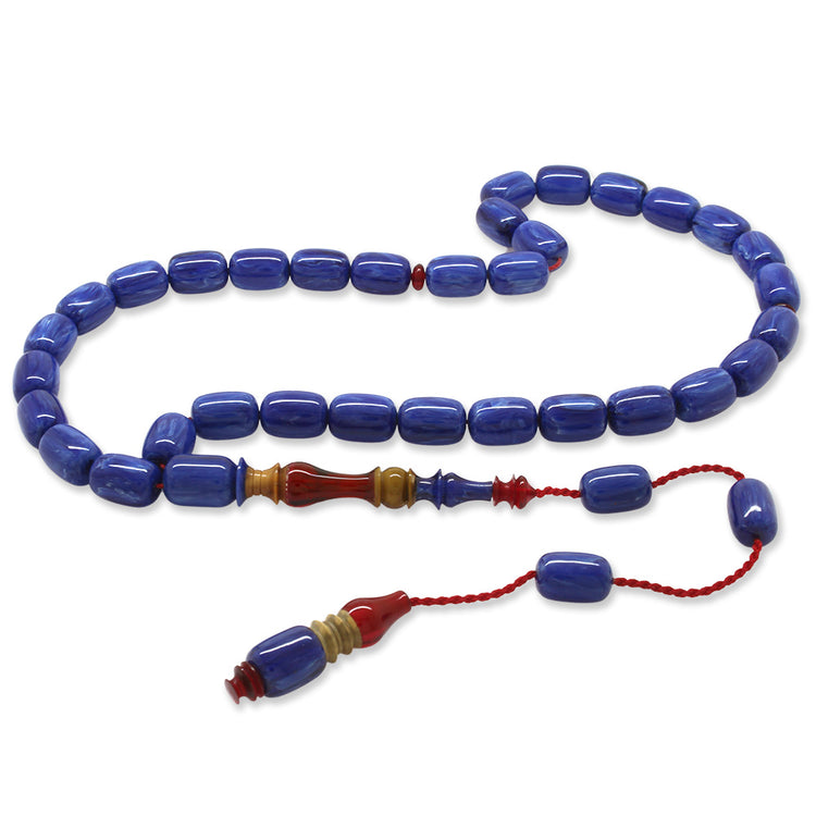 Systematic Capsule Cut Blue-Red Catalin Prayer Beads