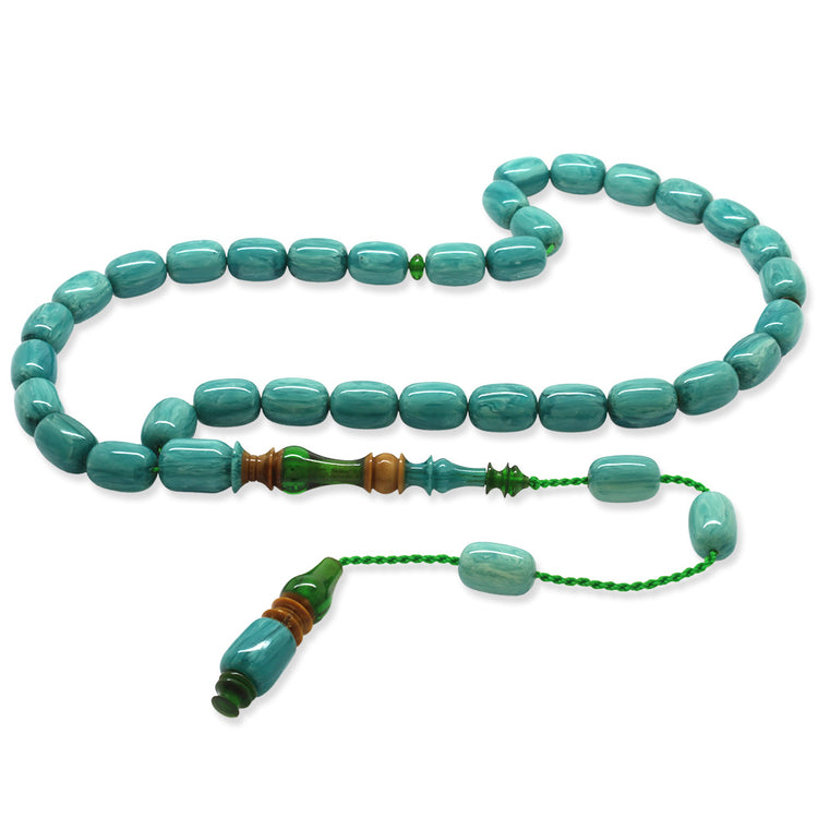 Systematic Capsule Cut Turquoise-Green Katalin Prayer Beads 