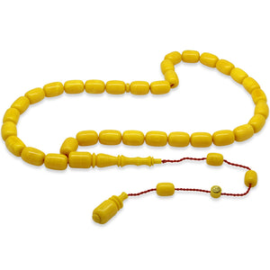 Mustard Yellow Stick Squeezed Amber Prayer Beads