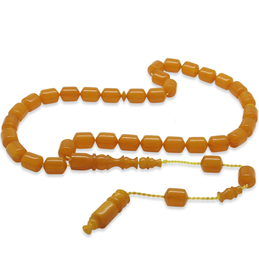 Orange Stick Squeezed Amber Prayer Beads