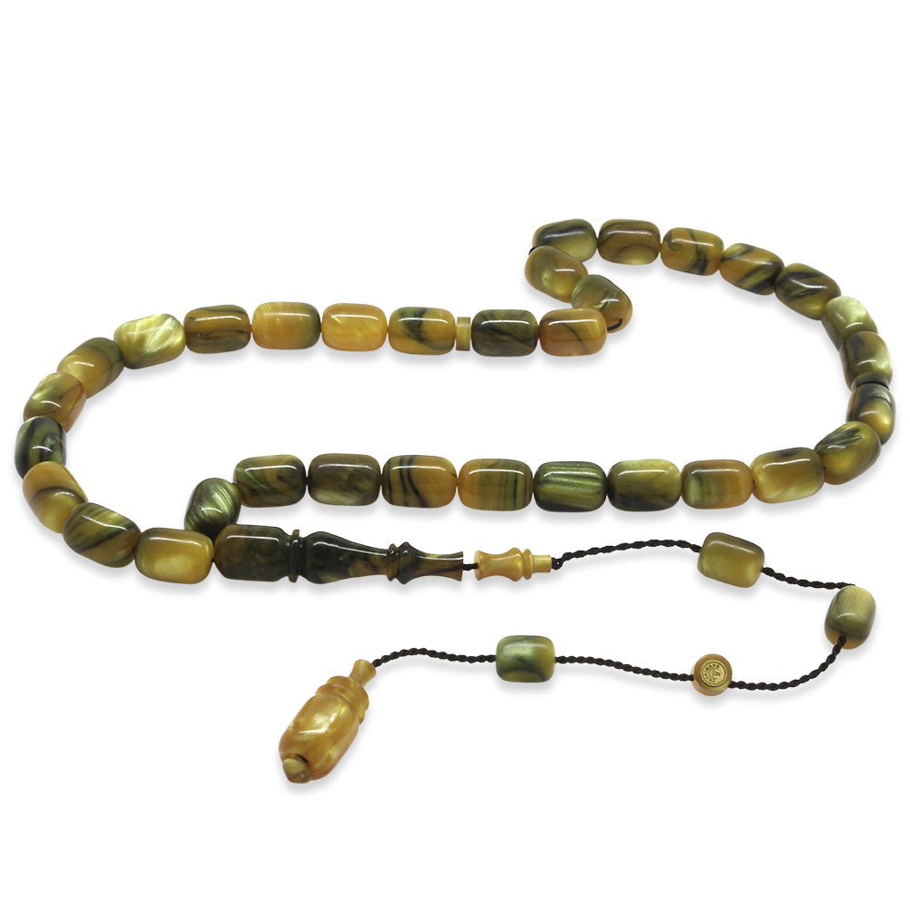 Systematic Capsule Cut Green and Black Katalin Prayer Beads