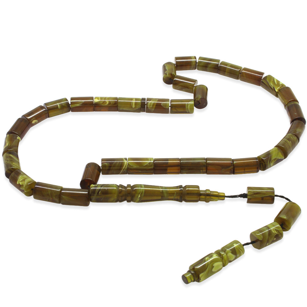 Systematic Cutting Marbled Pressed Amber Prayer Beads