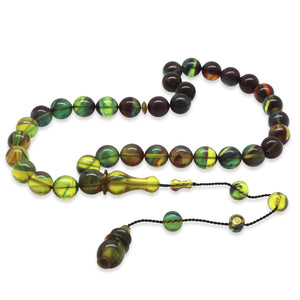 Systematic Sphere Cut Filtered Green Blue Katalin Prayer Beads