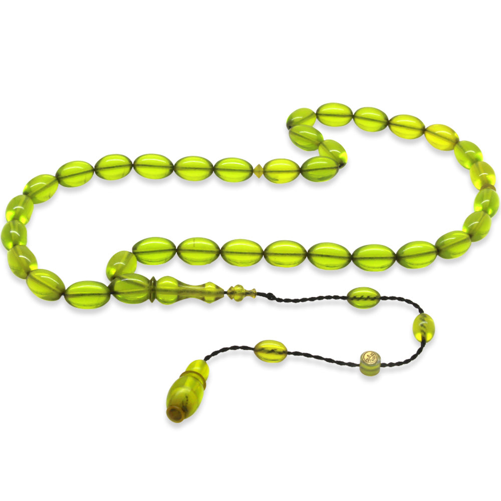 Wheat Color Rod Pressed Amber Prayer Beads