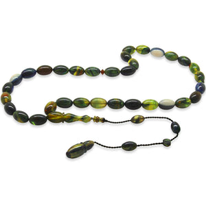 Systematic, Specially Cut Multicolor Rod Pressed Amber Prayer Beads