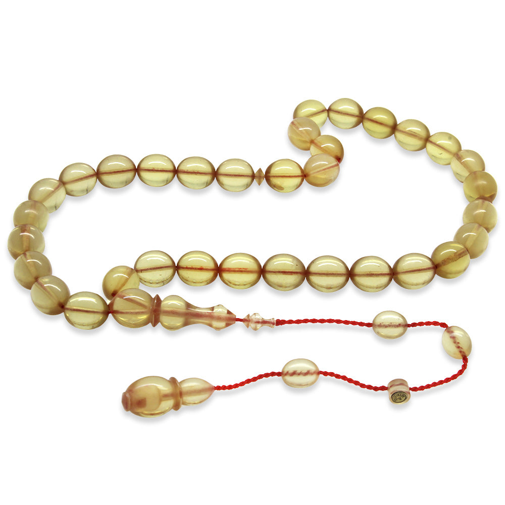 Systematic, Specially Cut Straw Yellow Katalin Prayer Beads
