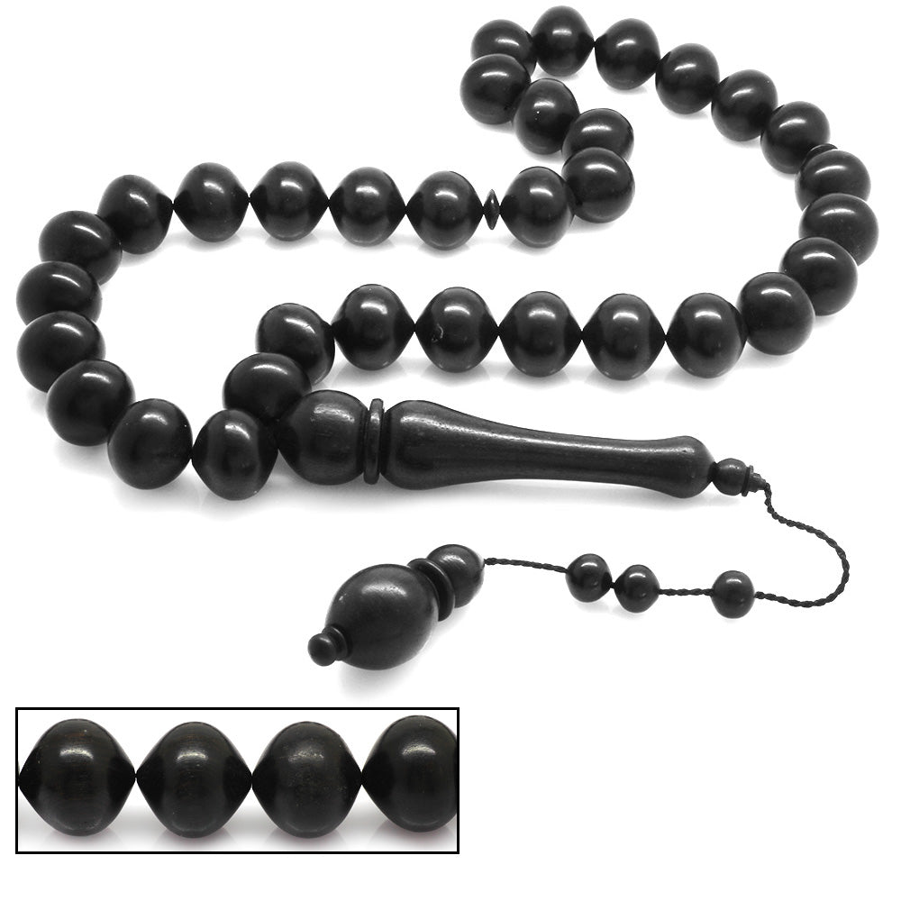 Systematic Large Size Collectible Ebony Wood Prayer Beads, Each Bead with Caliper Workmanship