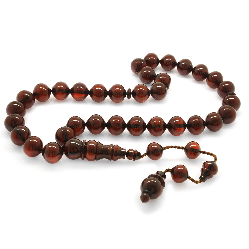 Systematic Istanbul Cut Large Red Amber Prayer Beads