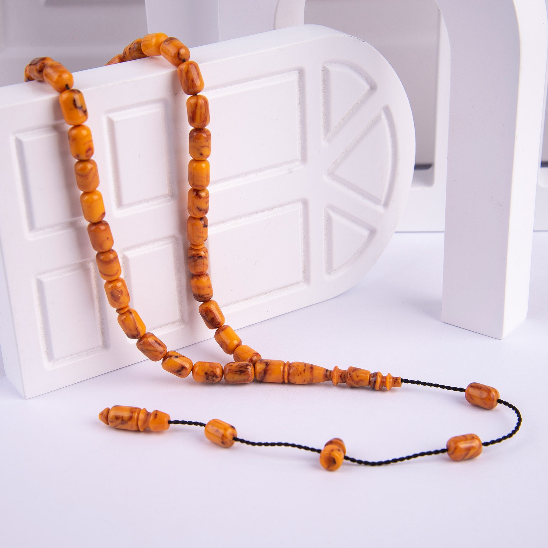 Ve Tesbih Systematic Capsule Cut Honey Color Galalit Rosary 1