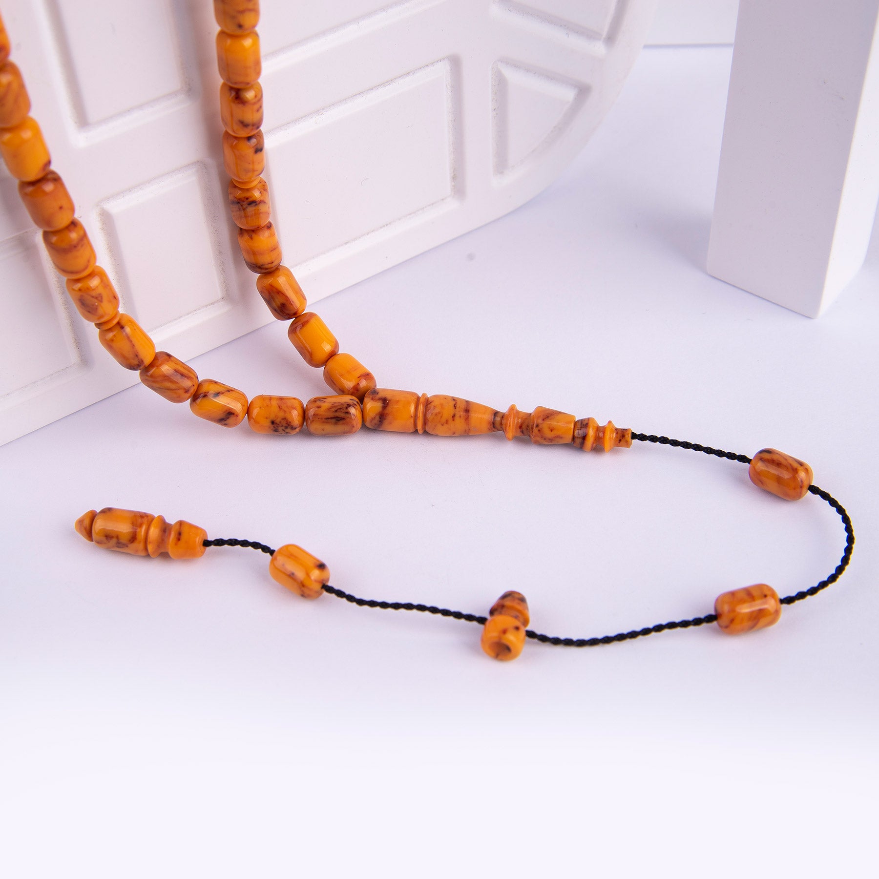 Ve Tesbih Systematic Capsule Cut Honey Color Galalit Rosary 2