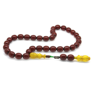Systematic Dark Red Color Yellow Imameli Katalin Prayer Beads