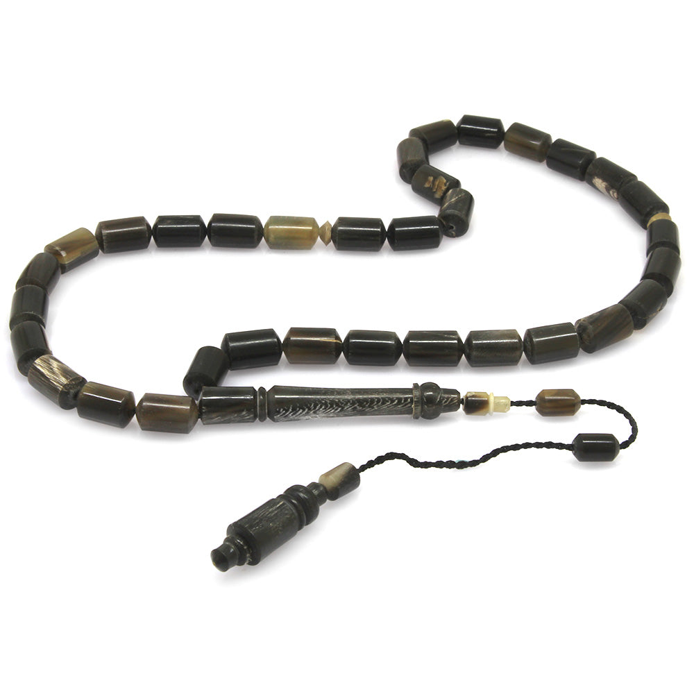 Systematic Capsule Cut Natural Color Buffalo Horn Prayer Beads