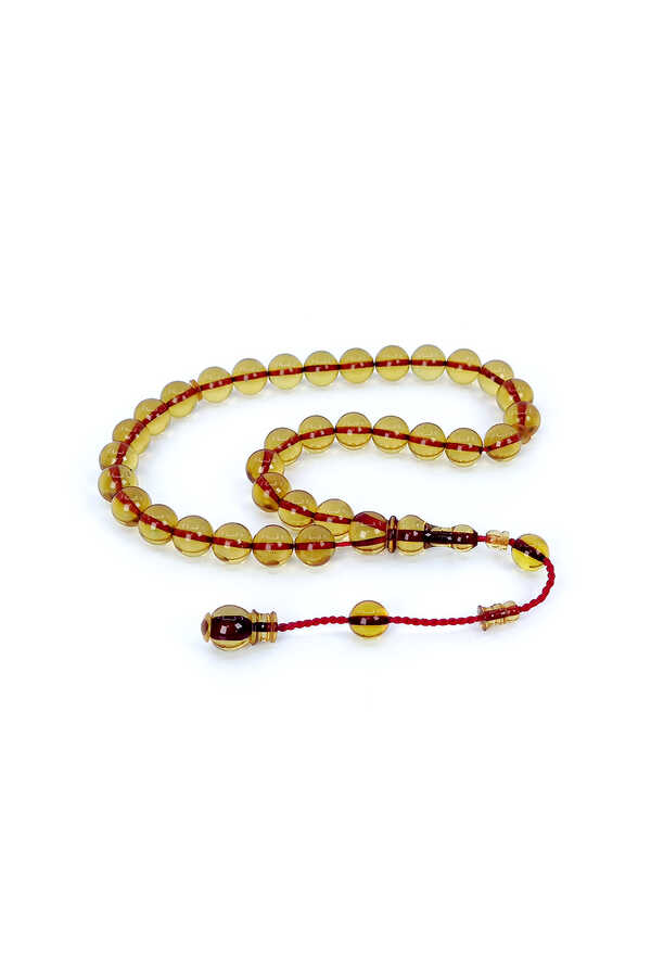 Ve Tesbih Systematic Sphere Cut Fire Amber Rosary 1