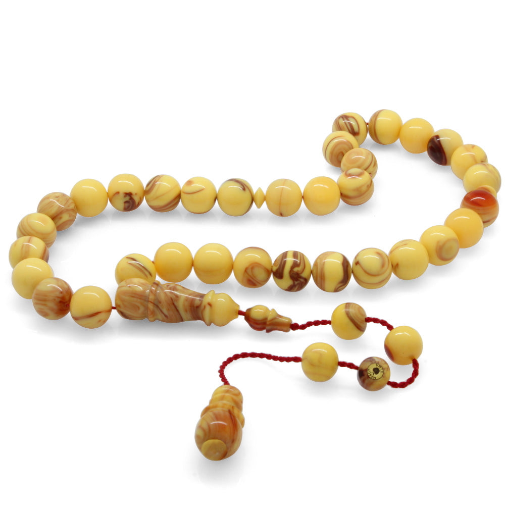 Large Size Red-White Stick Amber Prayer Beads