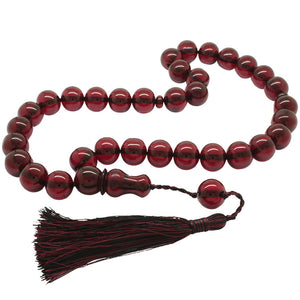 Red Pressed Amber Prayer Beads