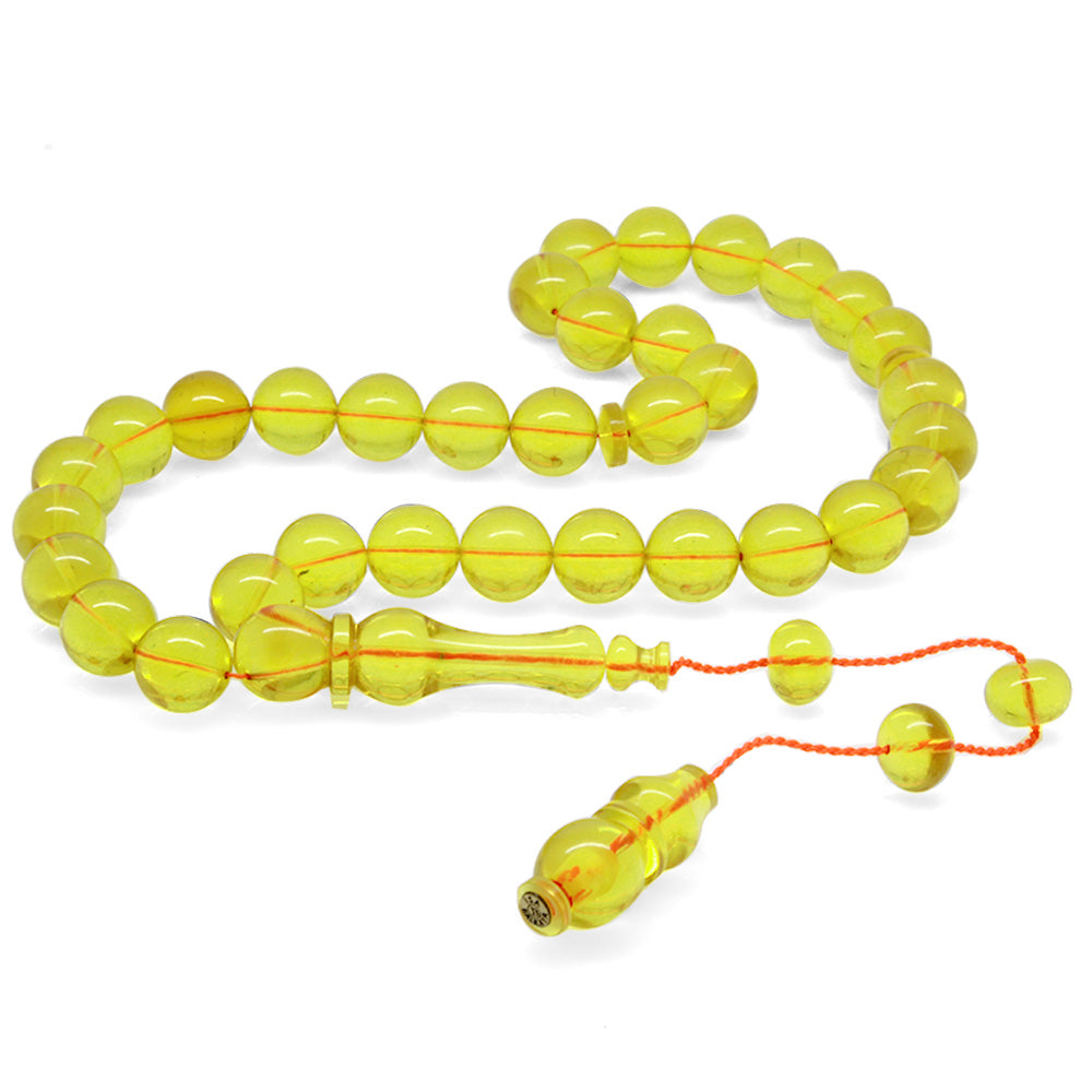 Systematic Sphere Cut Yellow Fire Amber Prayer Beads