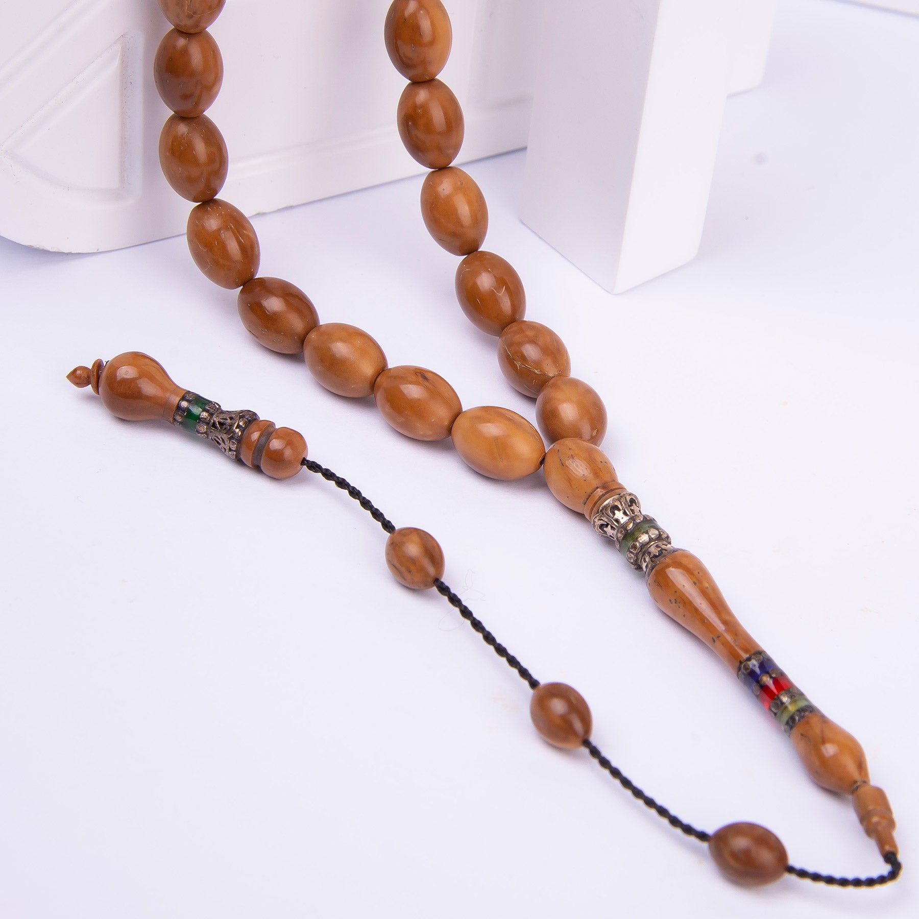 Systematic Nakkaş Imame Embroidered Solid Cut Kuka Rosary 2
