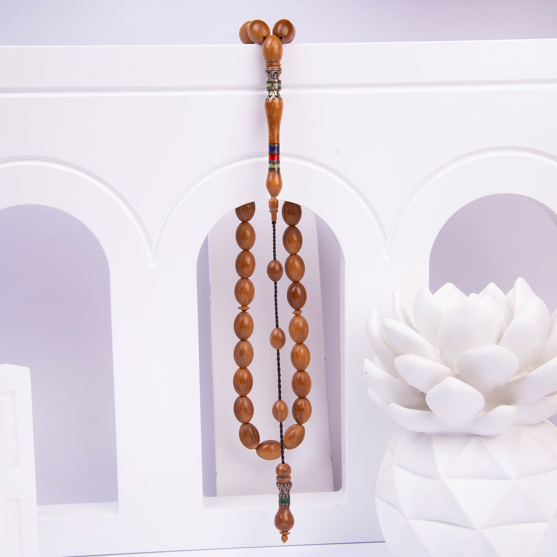 Systematic Nakkaş Imame Embroidered Solid Cut Kuka Rosary 3