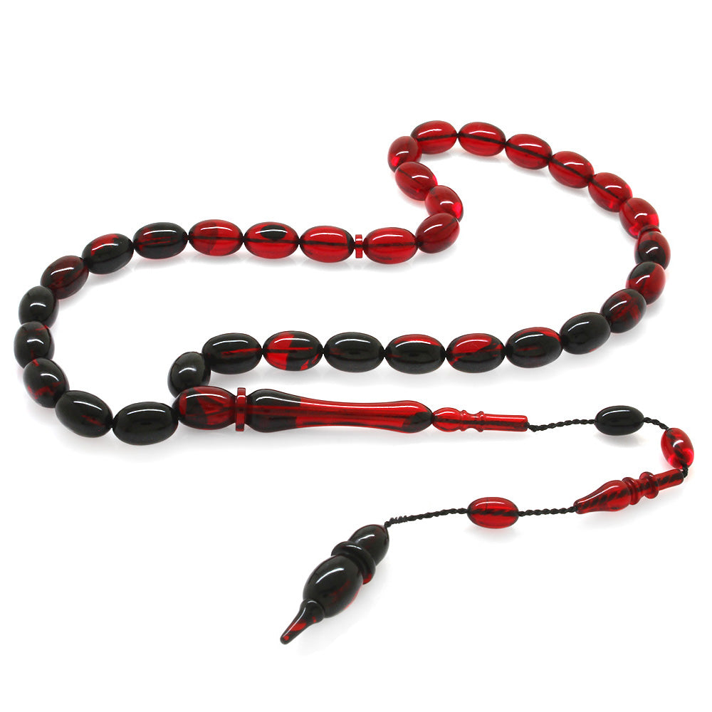 Master Workmanship Red Black Moire Katalin Prayer Beads