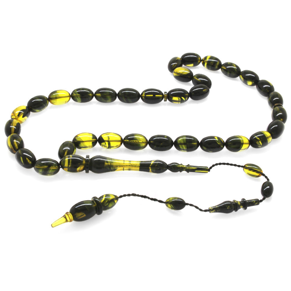 Master Workmanship Yellow and Black Moire Katalin Prayer Beads