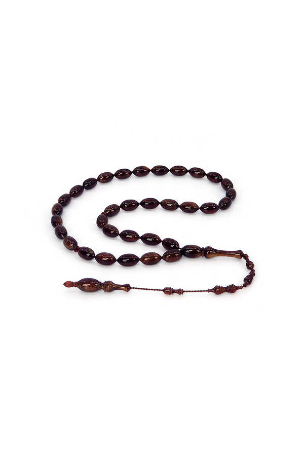 Amber Prayer Beads with Pearlescent Bezel Model System Z1914  1