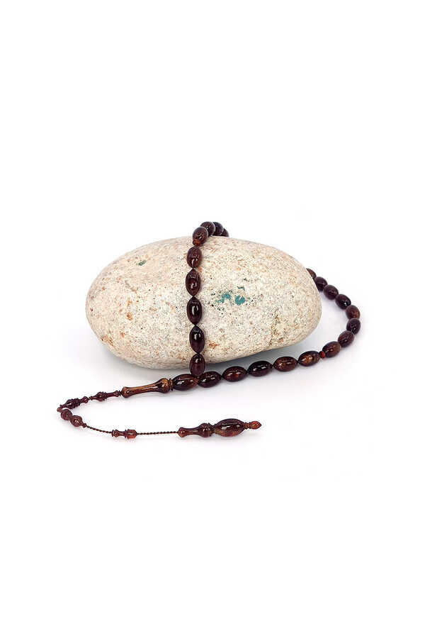 Amber Prayer Beads with Pearlescent Bezel Model System Z1914  3