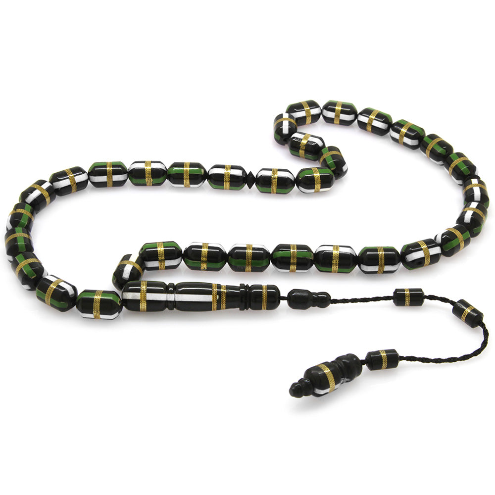 Systematic Green-White Spiral Capsule Kuka Rosary