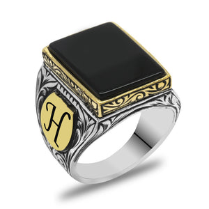 925 Sterling Silver Men's Ring with Personalized Letters