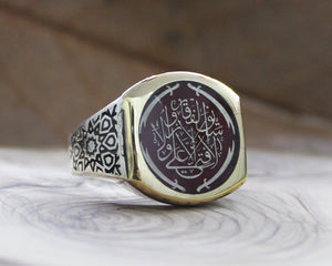 Enameled Round Silver Men's Ring with Name and Picture Motif-5