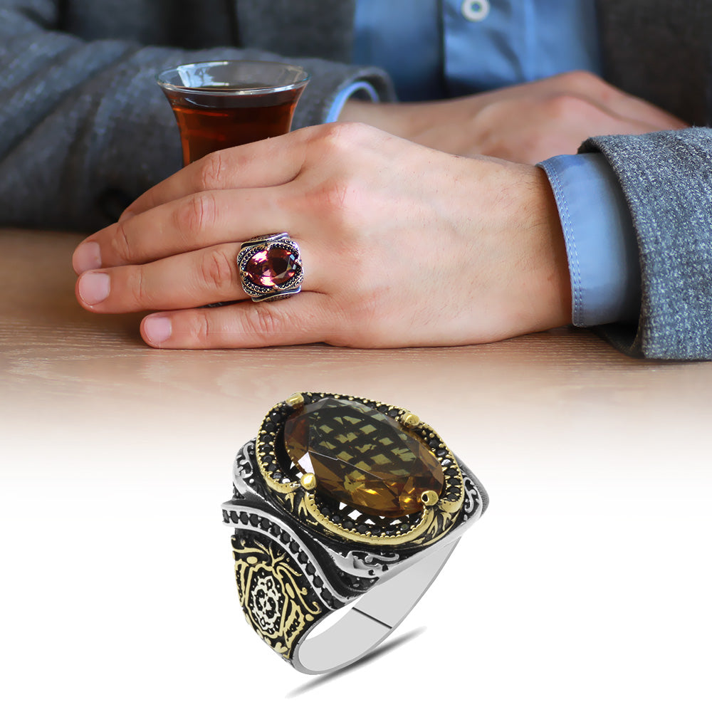925 Sterling Silver Men's Ring with Zultanite Stone
