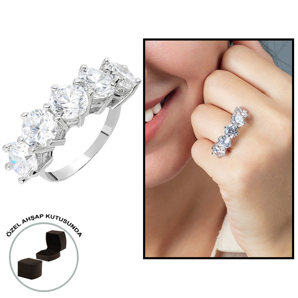Starlight Diamond Diamond Mounted 925 Sterling Silver Women&#39;s Baguette Ring