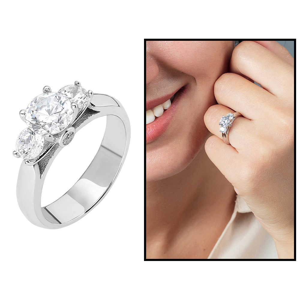 Starlight Diamond Diamond Mounted 925 Sterling Silver Women&#39;s Tria Ring