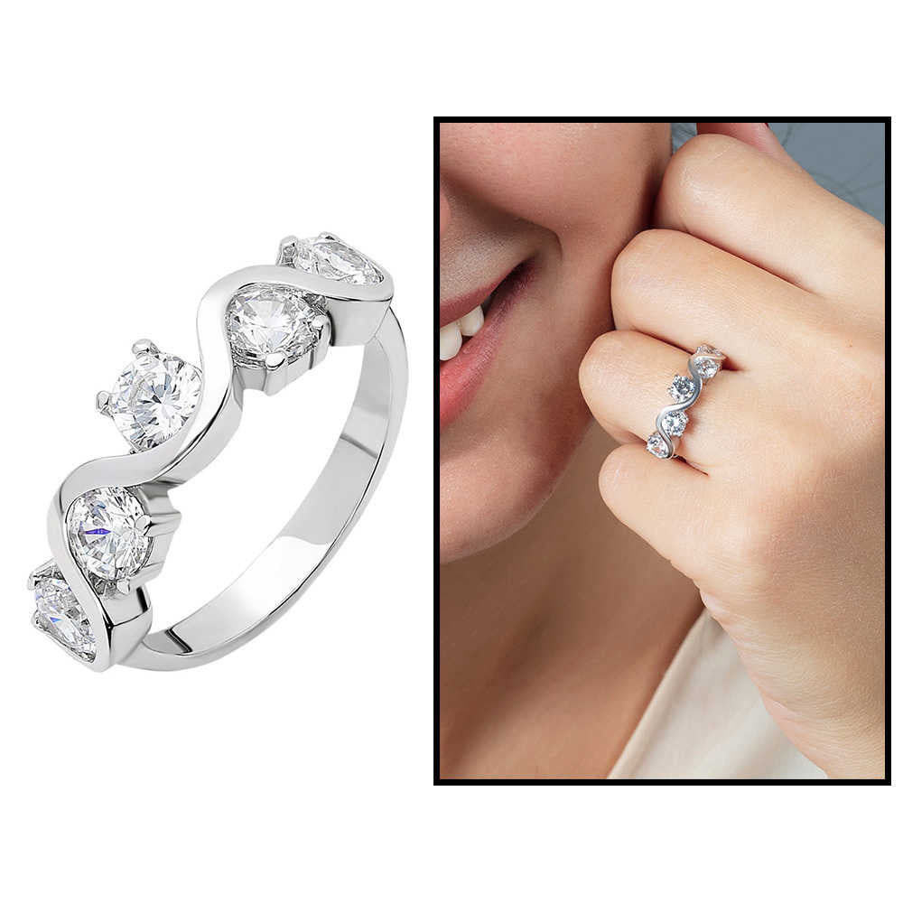 Starlight Diamond Diamond Mounted Asymmetrical 925 Sterling Silver Women&#39;s Five Stone Ring