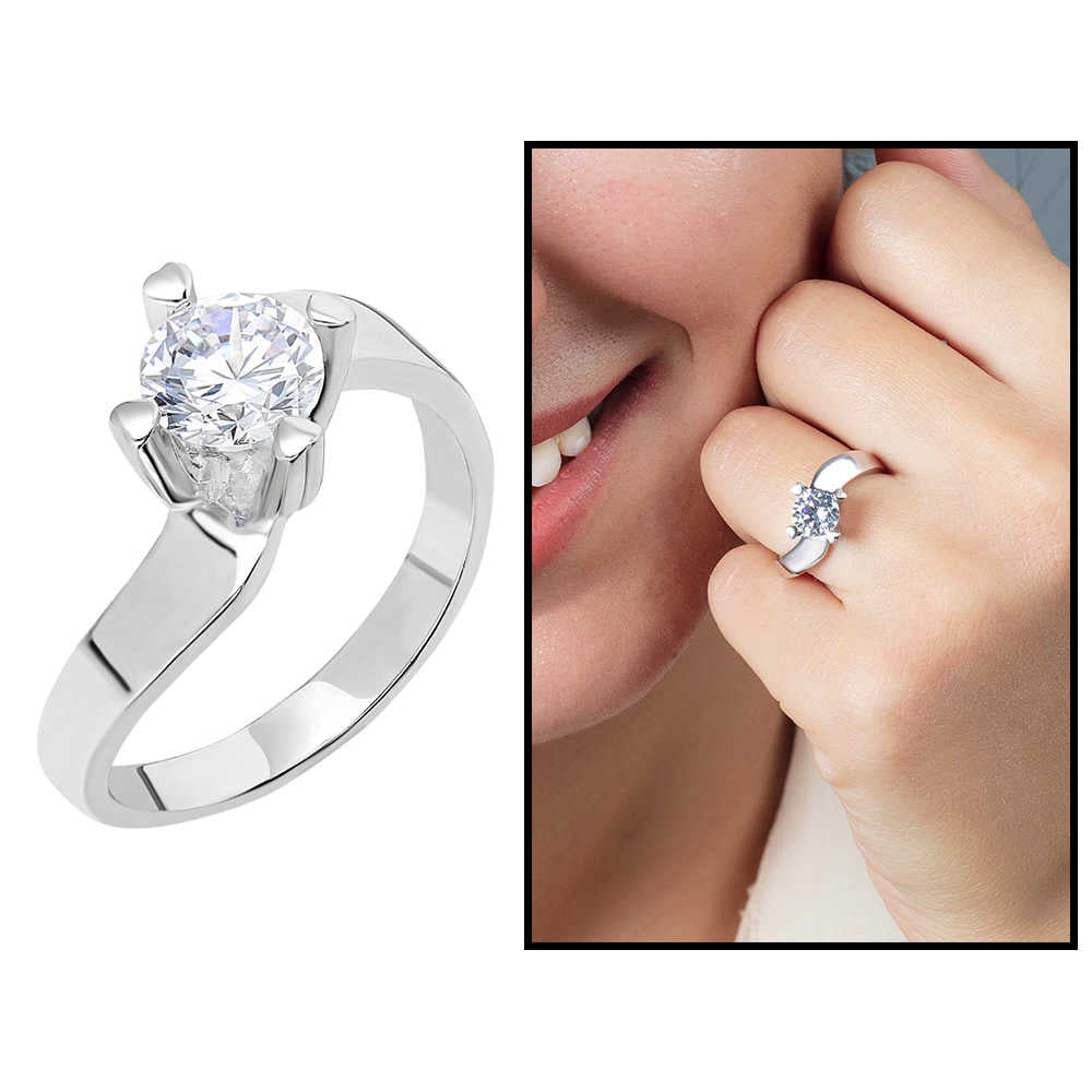 Starlight Diamond Diamond Mounting Asymmetrical 925 Sterling Silver Women&#39;s Solitaire Ring